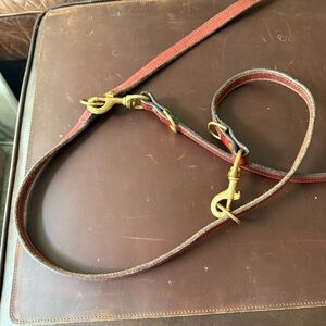Mendota Pet Multi-Way Premium Leather Dog Leash with Brass Clips